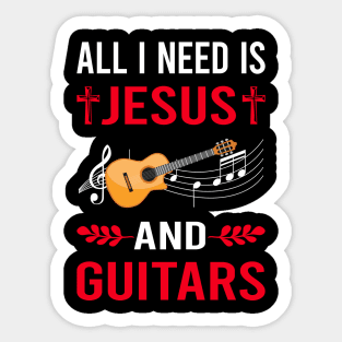 I Need Jesus And Guitar Guitarist Sticker